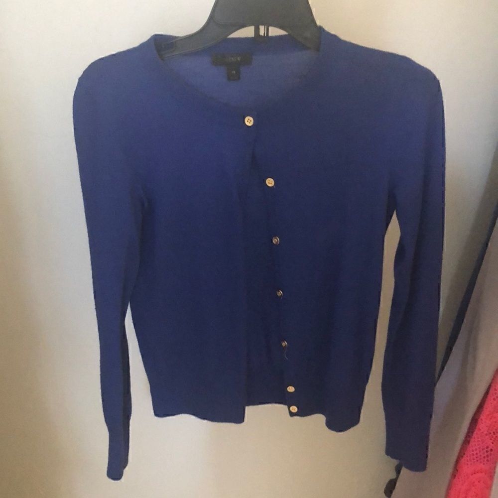 J.crew royal blue cardigan with gold buttons EUC XS